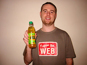 I hold a bottle of URGE sent to me by a friend at the Opera Browser company.