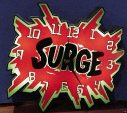 A SURGE wall clock.