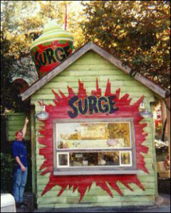 A SURGE Shack kiosk in an amusement park.