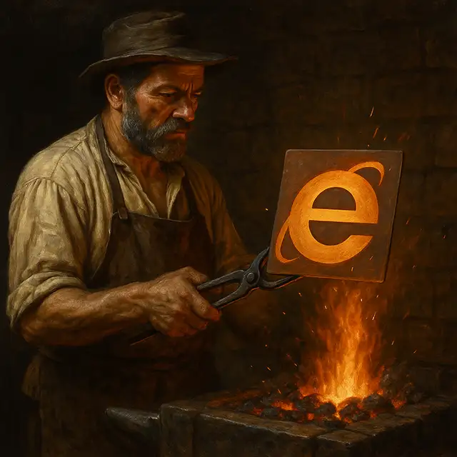 Web design is so old, a blacksmith forged the first Internet Explorer logo.